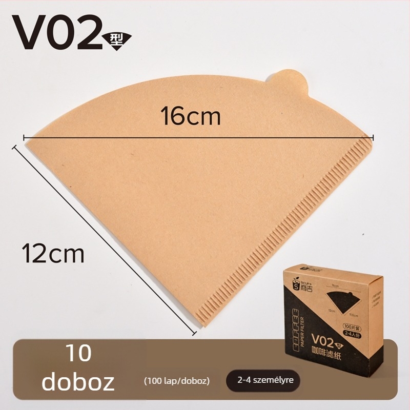 V60 kúp kávéfilterpapír, természetes szín, 100 lap otthoni használatra