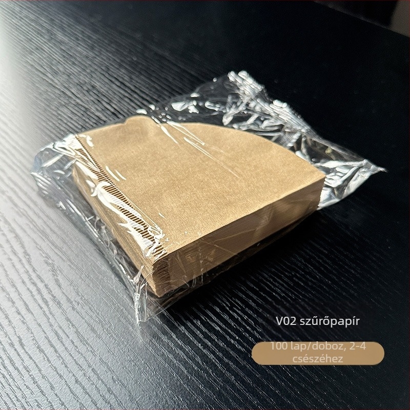 Kávéfilterpapír, konuszos alakú, nyers fa cellulózból, amerikai stílusú pour-overhez, csepegtetős szűrés, V01/02, dobozban, 50/100 lap
