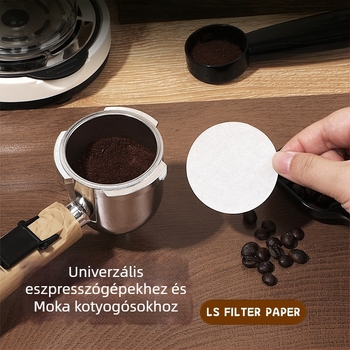 Kör alakú szűrőpapír moka pothoz és eszpresszó géphez, poros tál szűrőpapír, méretek 5/5/58 mm