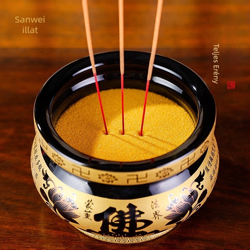 Kézzel készített füstölőedény aranyhomokkal, 1000 g, Samadhi Incense