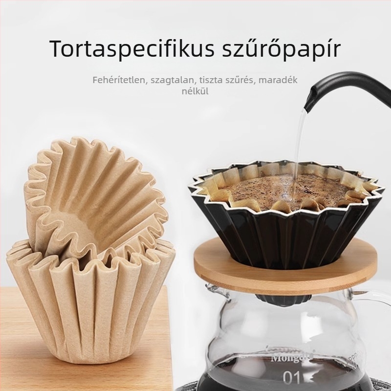 Sütemény formájú kávéfilter papír 155/185, hajtogatható csepegtető kávéhoz