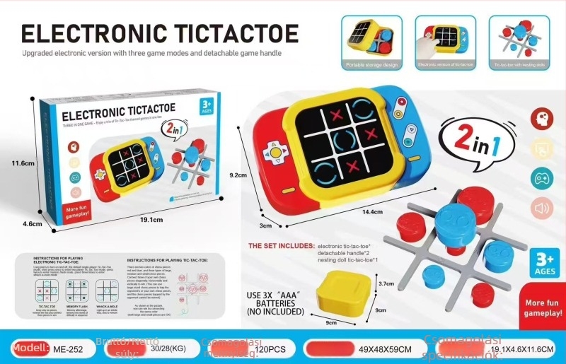 Okos elektronikus Tic-Tac-Toe 4 az 1-ben memóriafejlesztő asztali játék gyerekeknek