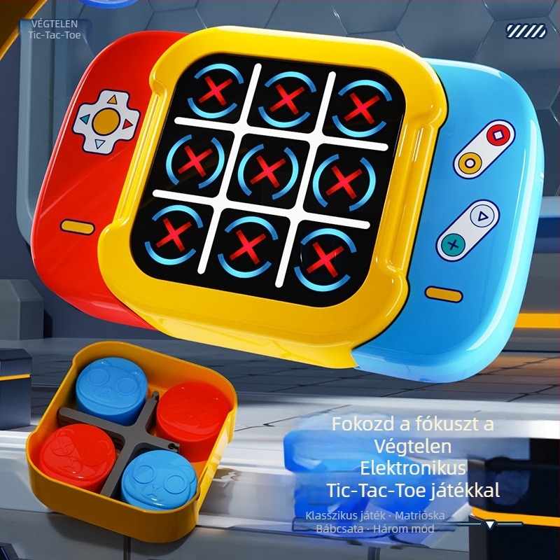 Okos elektronikus Tic-Tac-Toe 4 az 1-ben memóriafejlesztő asztali játék gyerekeknek