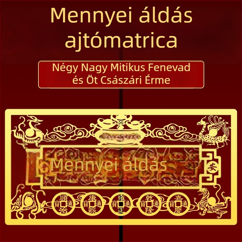 Horizontális fém matrica bejárati ajtóhoz, Öt Császár érmeinek talizmánja, ajtódekoráció