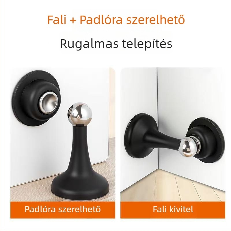 Fúrás nélküli mágneses ajtóstop, padlóra szerelhető, fürdőszoba és hálószoba számára, kiterjesztett szilikon ütközésgátló ajtócsap, modell 102