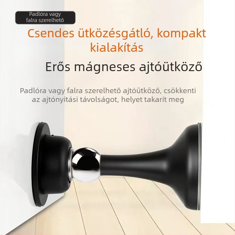 Fúrás nélküli mágneses ajtóstop, padlóra szerelhető, fürdőszoba és hálószoba számára, kiterjesztett szilikon ütközésgátló ajtócsap, modell 102