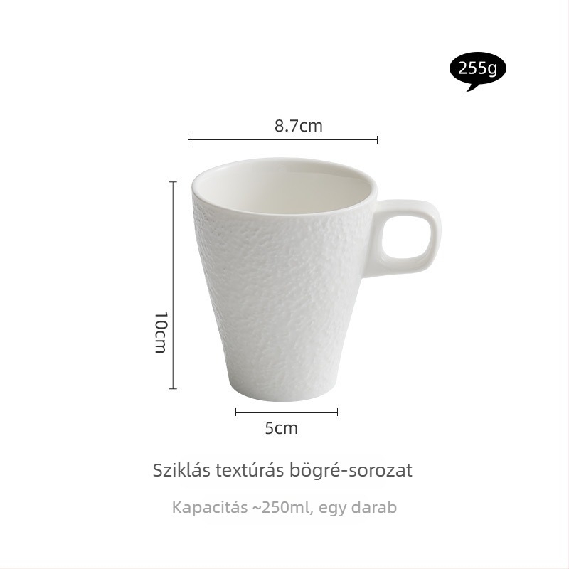 Kőhatású mintázatú kerámia bögre fogantyúval, nagy kapacitású – ideális reggelire tea vagy kávé