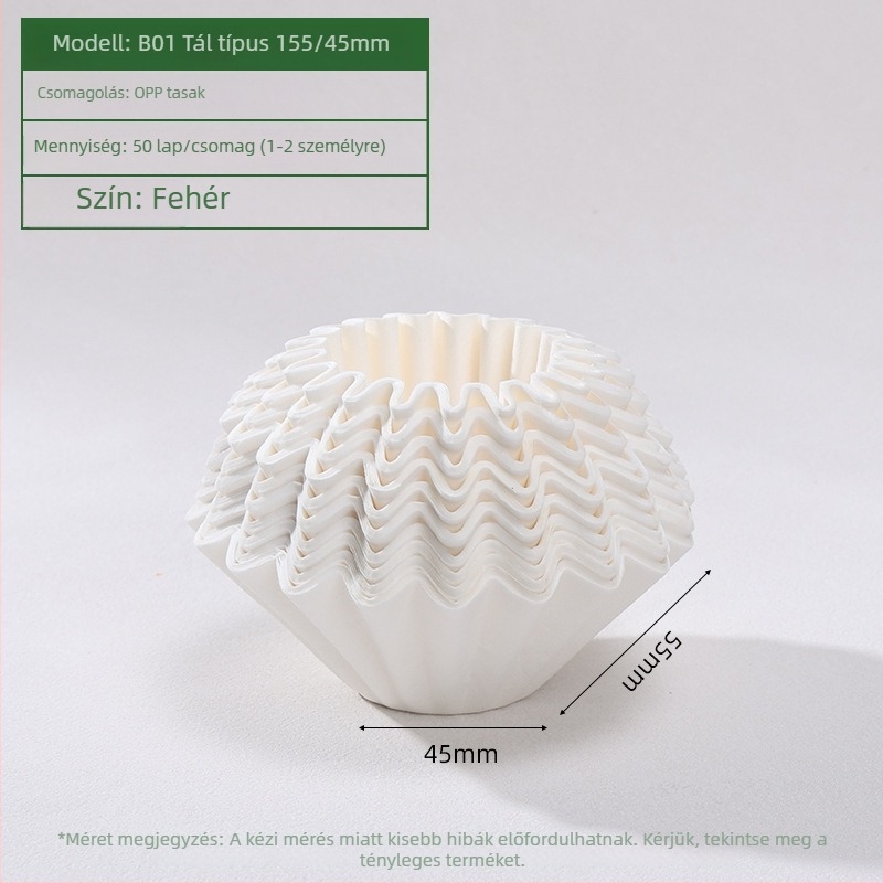Kupola alakú kávéfilterpapír bordázott felülettel pour-over készítéséhez