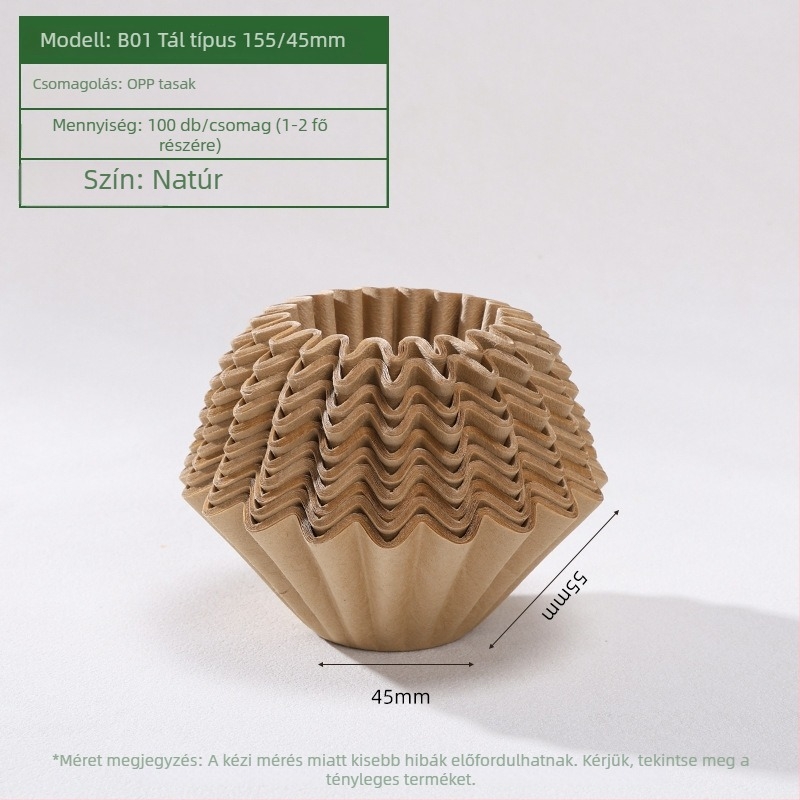 Kupola alakú kávéfilterpapír bordázott felülettel pour-over készítéséhez