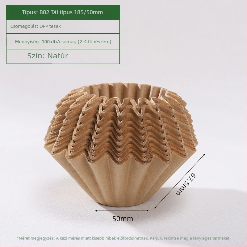 Kupola alakú kávéfilterpapír bordázott felülettel pour-over készítéséhez