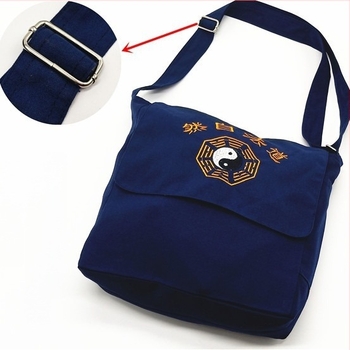 Vászonból készült crossbody oldaltáska félkör alakú formával taoista vallási kellékekhez