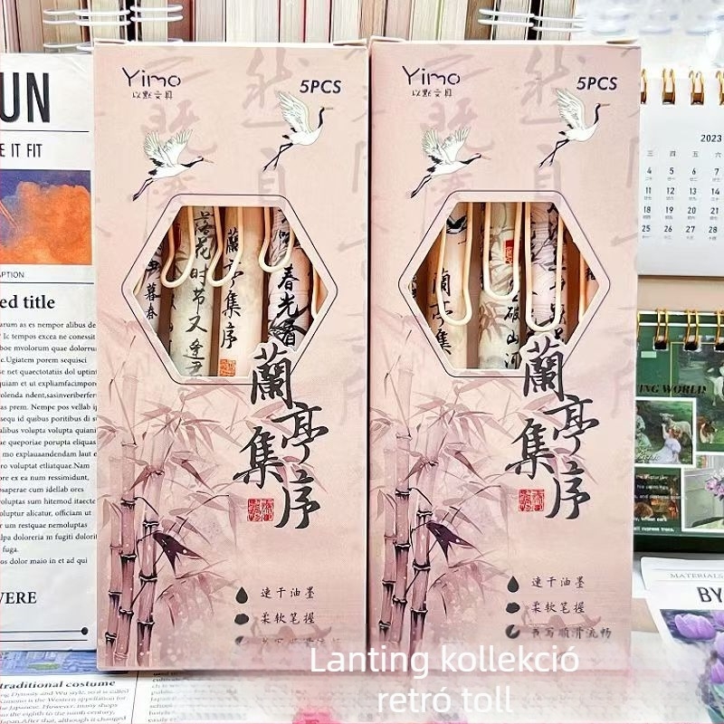 Kínai stílusú Orchid Pavilion – kihúzható zselés toll 0,5 mm, gyorsan száradó, diákok számára