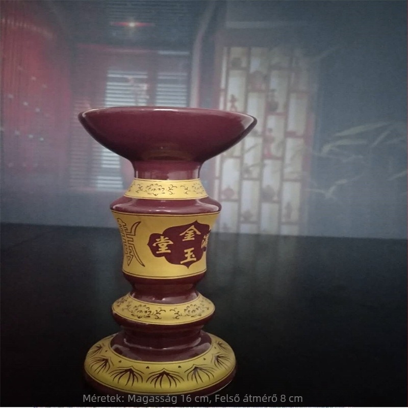 Kerámia olajtartó lámpatartó buddhista oltárhoz, antik stílusú hosszú kanóccal și lámpatálcával