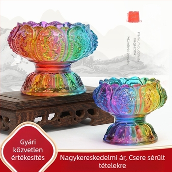 Buddha vajlámpa tartó, színes mázas motívumokkal és nyolc szerencsés motívummal, magas hőmérséklet-álló templomi és otthoni gyertyatartó