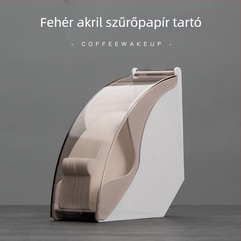 Átlátszó akril szűrőpapír tartó kávézókhoz, V60 fan-alakú szűrőpapír tároló, por- és nedvességálló
