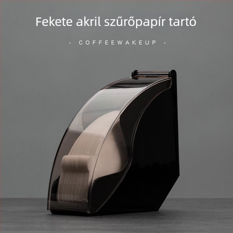 Átlátszó akril szűrőpapír tartó kávézókhoz, V60 fan-alakú szűrőpapír tároló, por- és nedvességálló