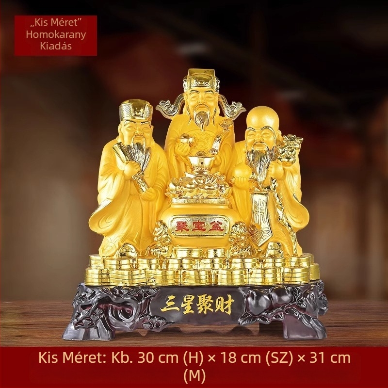 Fu Lu Shou – A Szerencse Három Istene szobra a vagyont vonzásáért, a Vagyon Istene és Buddha szobor otthoni kínai stílusú nappali dekorációhoz