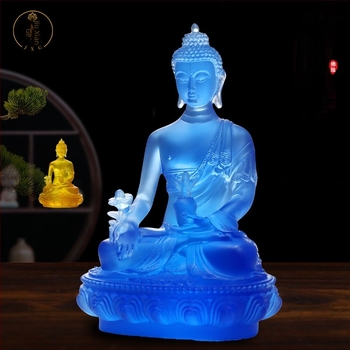 Gyógyító Buddha — tibeti stílusú szobor aranyozott felülettel és mázas felülettel