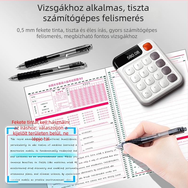 Nyomógombos gél toll vizsgákhoz és gyakorláshoz — sima tinta, gyors száradás, készlet