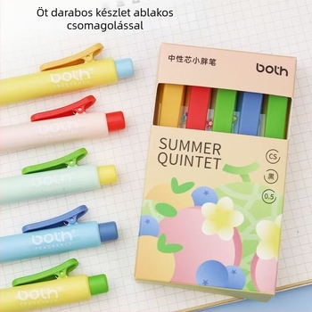 BOTH Gyümölcs színű blokkos zsebgel toll, visszahúzható, kerek test, hordozható