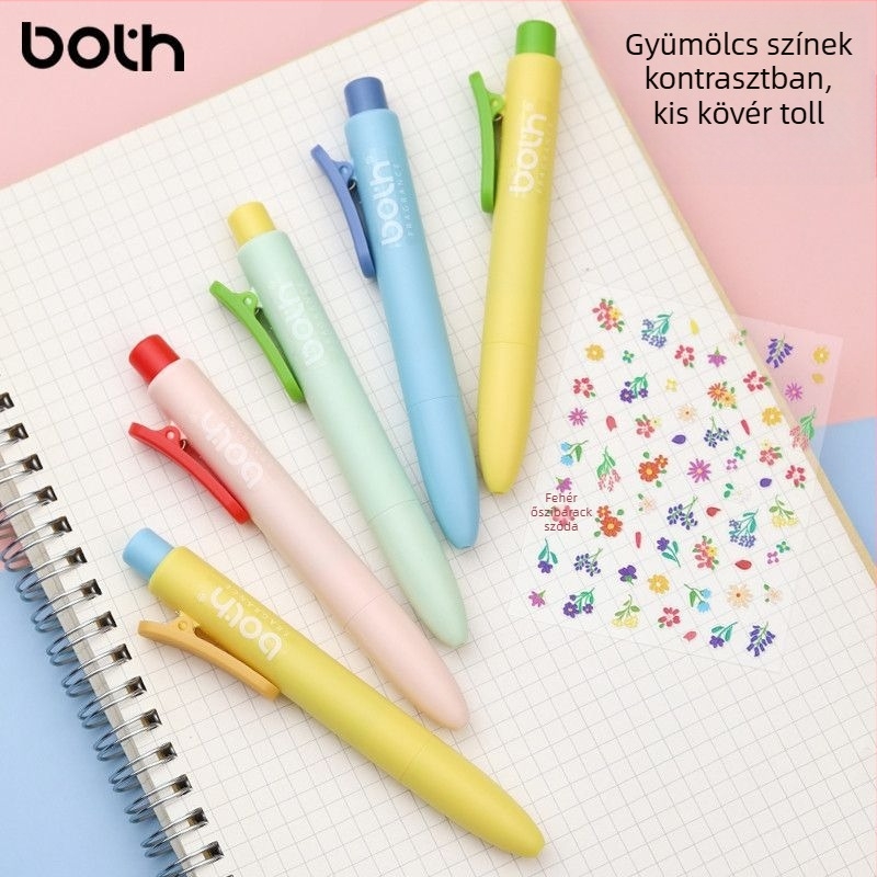 BOTH Gyümölcs színű blokkos zsebgel toll, visszahúzható, kerek test, hordozható