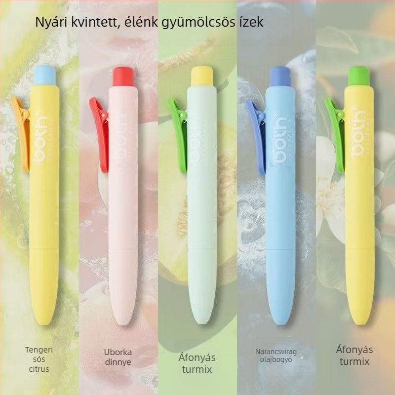 BOTH Gyümölcs színű blokkos zsebgel toll, visszahúzható, kerek test, hordozható