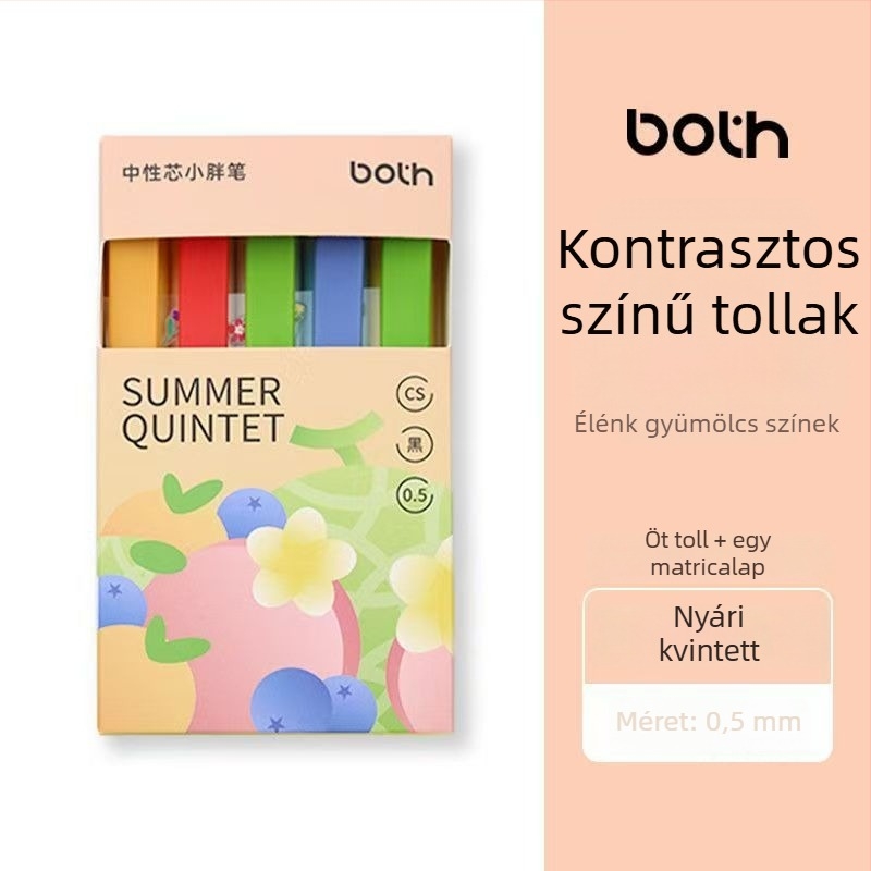 BOTH Gyümölcs színű blokkos zsebgel toll, visszahúzható, kerek test, hordozható