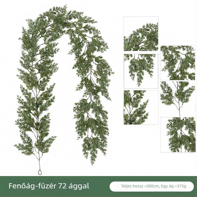 200 cm feletti magasságú mű karácsonyi zöld növény, prémium puha tapintású PE tűk, fenyőágak és rotang dekoráció a szállodák számára