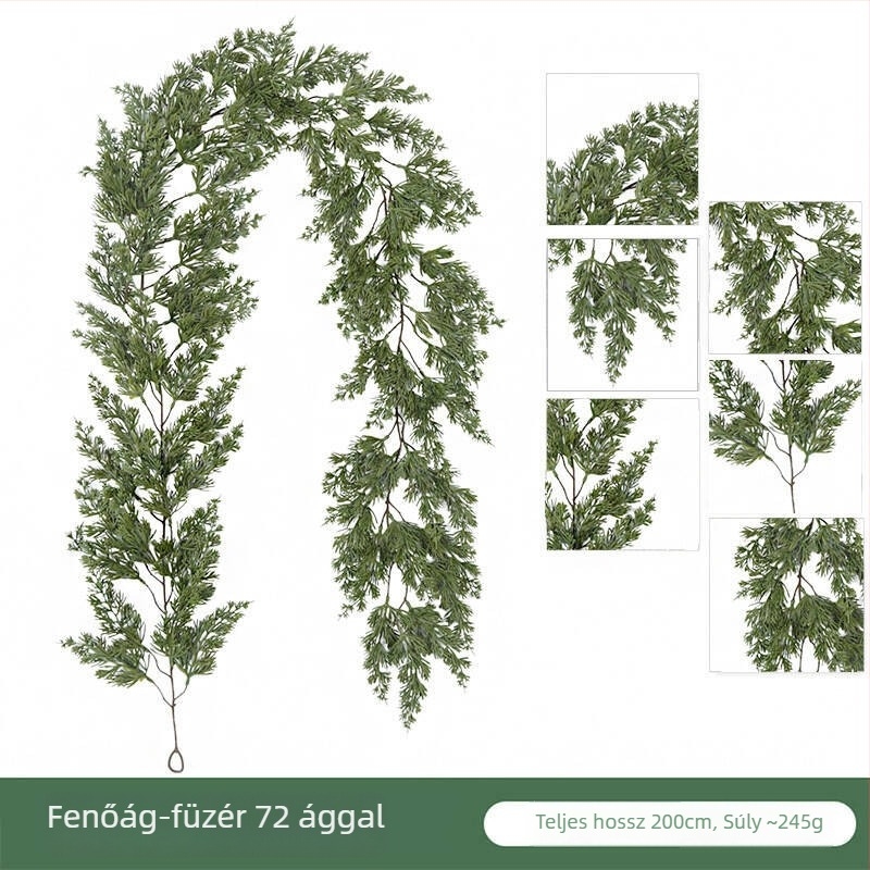 200 cm feletti magasságú mű karácsonyi zöld növény, prémium puha tapintású PE tűk, fenyőágak és rotang dekoráció a szállodák számára