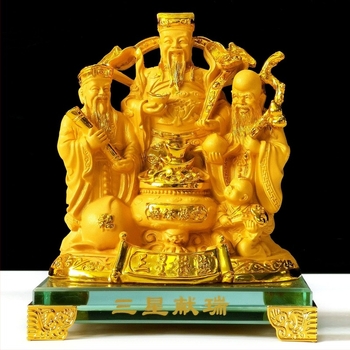 Gazdagság Istene Buddha-szobor idősebb alakú figurával, otthoni és irodai dekorációhoz.