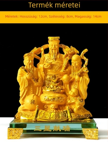 Gazdagság Istene Buddha-szobor idősebb alakú figurával, otthoni és irodai dekorációhoz.