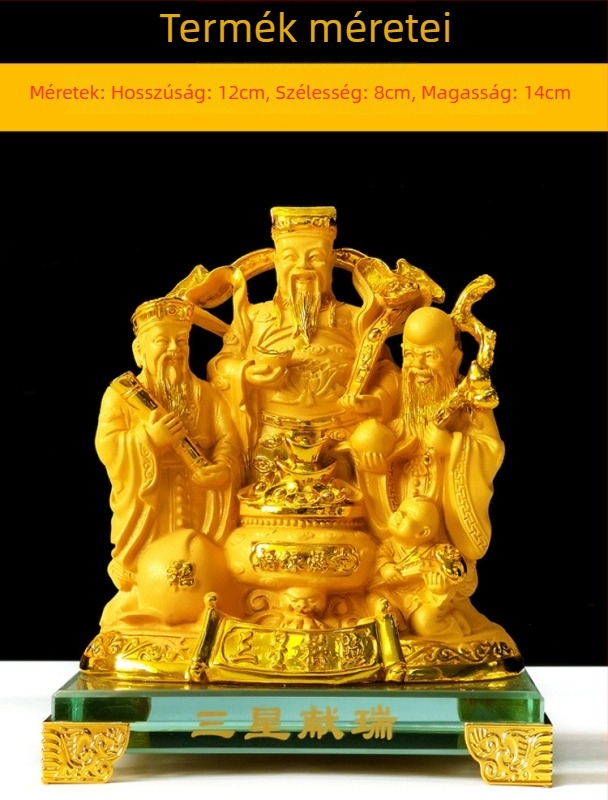 Gazdagság Istene Buddha-szobor idősebb alakú figurával, otthoni és irodai dekorációhoz.