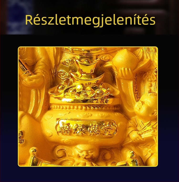 Gazdagság Istene Buddha-szobor idősebb alakú figurával, otthoni és irodai dekorációhoz.