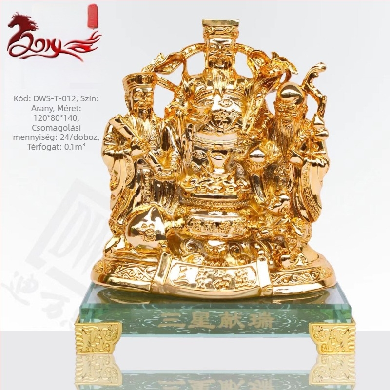 Gazdagság Istene Buddha-szobor idősebb alakú figurával, otthoni és irodai dekorációhoz.