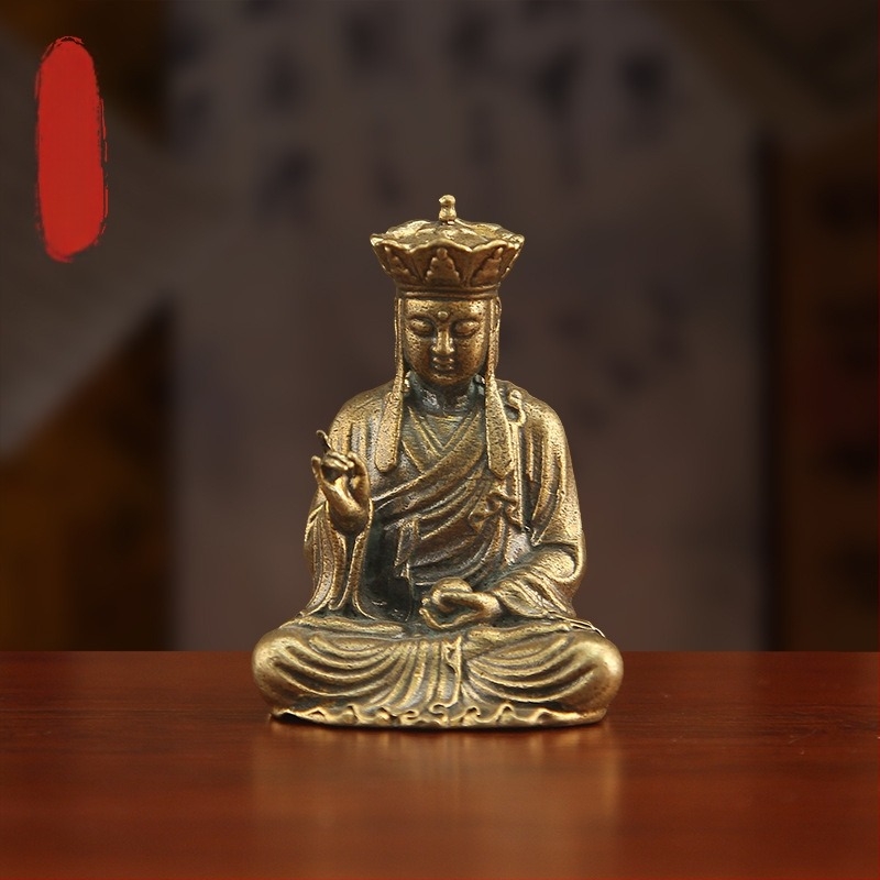 Réz Ksitigarbha Bodhiszattva szobor – retro, kreatív asztali dísz otthonra