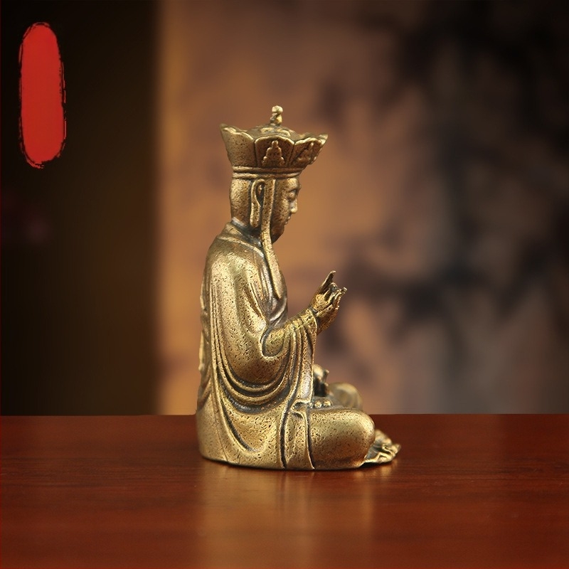 Réz Ksitigarbha Bodhiszattva szobor – retro, kreatív asztali dísz otthonra