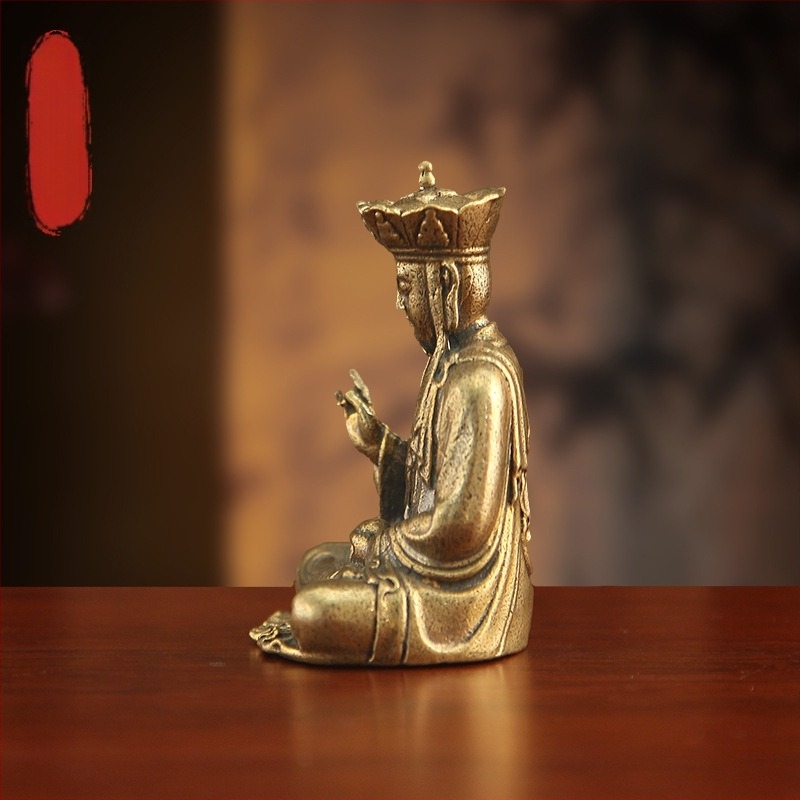 Réz Ksitigarbha Bodhiszattva szobor – retro, kreatív asztali dísz otthonra