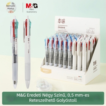Négy színű golyóstoll nyomógombos mechanikával, 0,5 mm, diákoknak