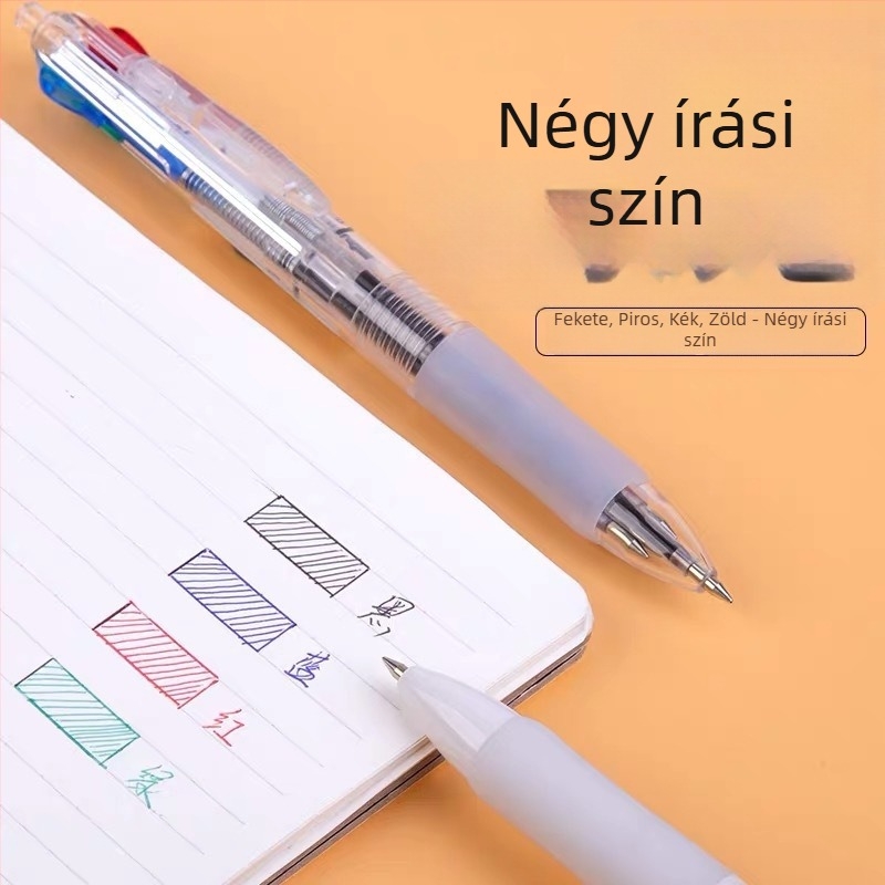 Négy színű golyóstoll nyomógombos mechanikával, 0,5 mm, diákoknak