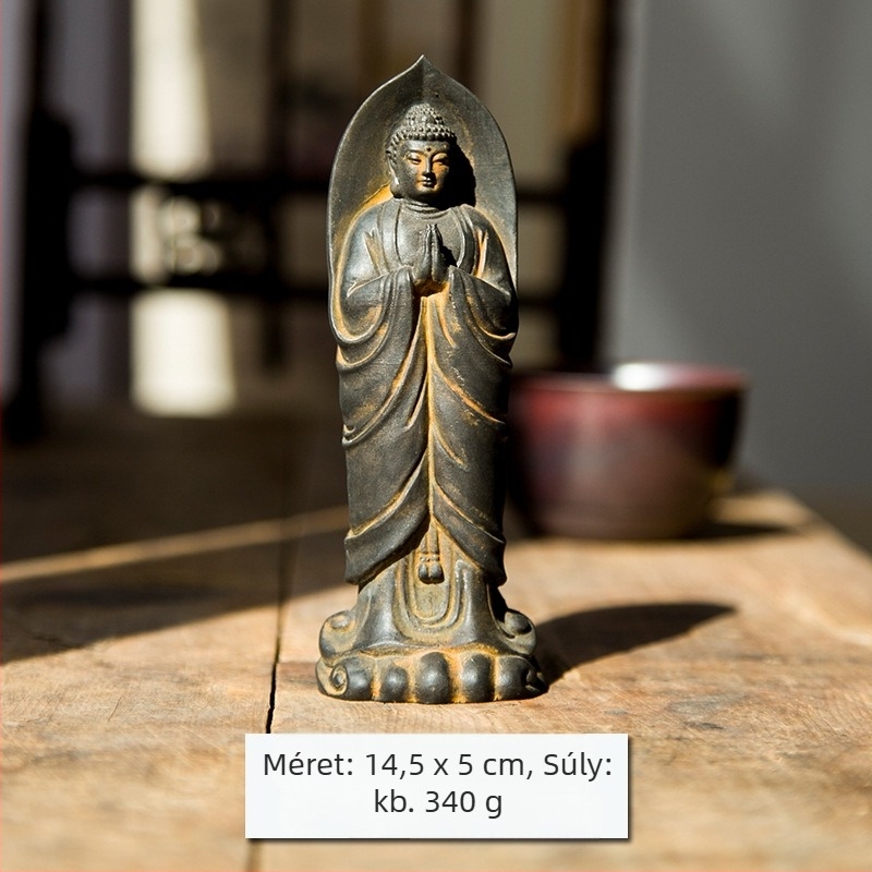 Új kínai-stílusú Zen álló Shakyamuni Buddha kis figurája, kézzel készített asztali oltár dísz