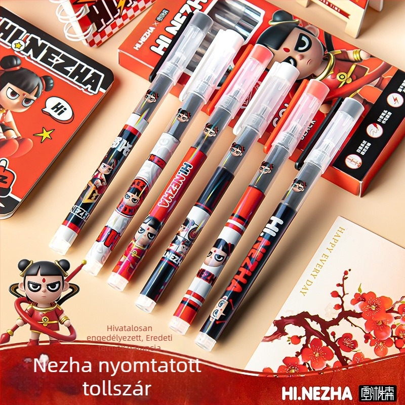 Nezha dobozos zselés toll, gyorsan száradó tinta, elegáns iskolai írószer, kis ajándék