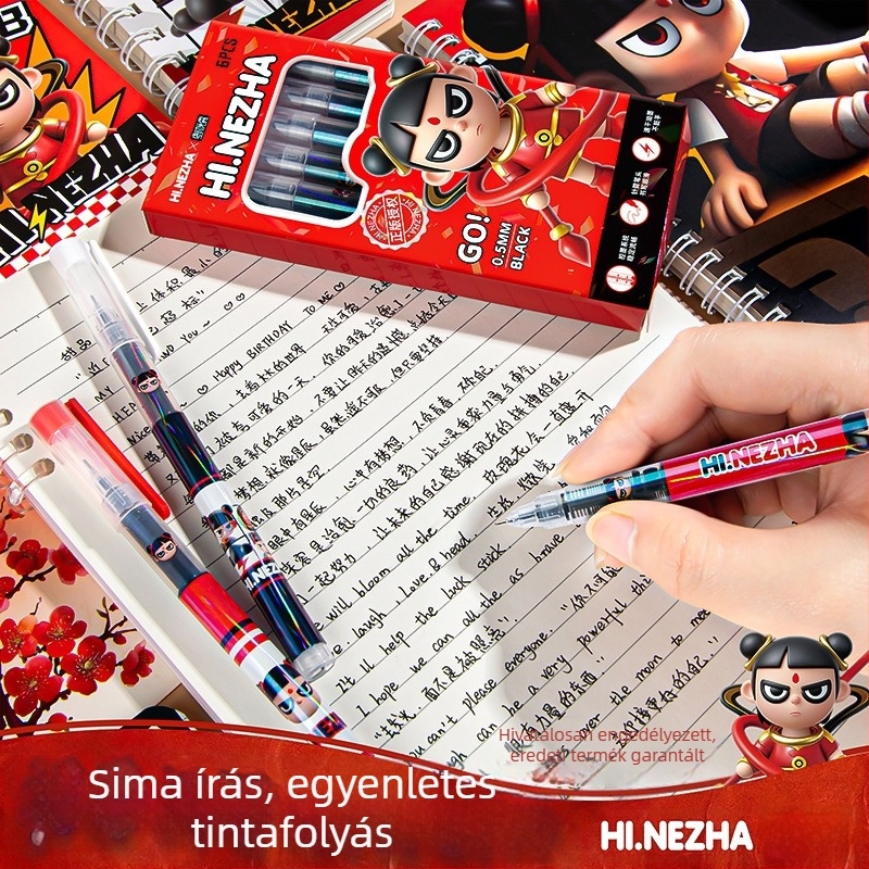 Nezha dobozos zselés toll, gyorsan száradó tinta, elegáns iskolai írószer, kis ajándék