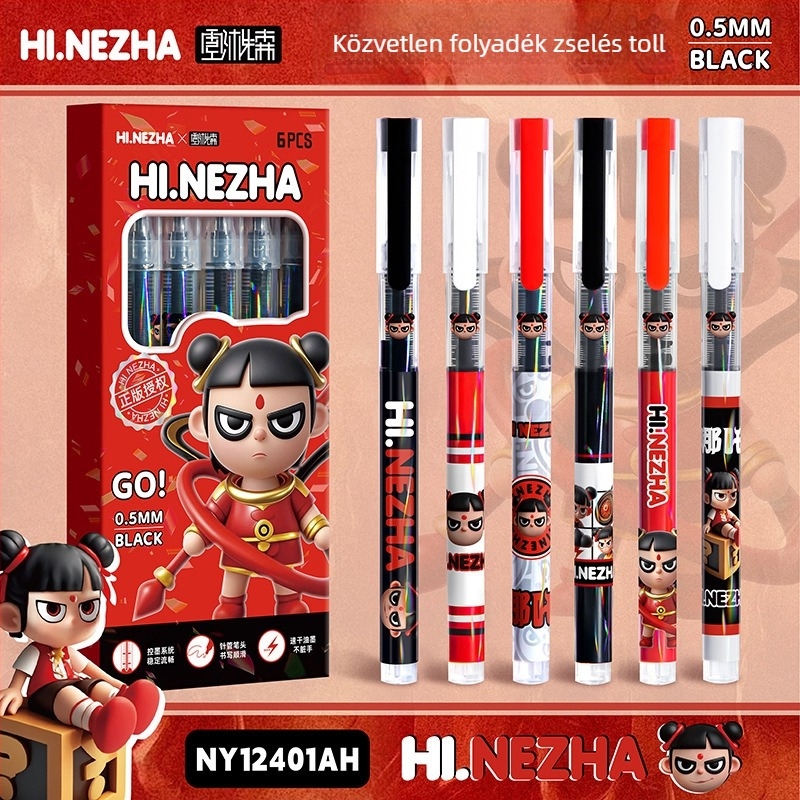 Nezha dobozos zselés toll, gyorsan száradó tinta, elegáns iskolai írószer, kis ajándék