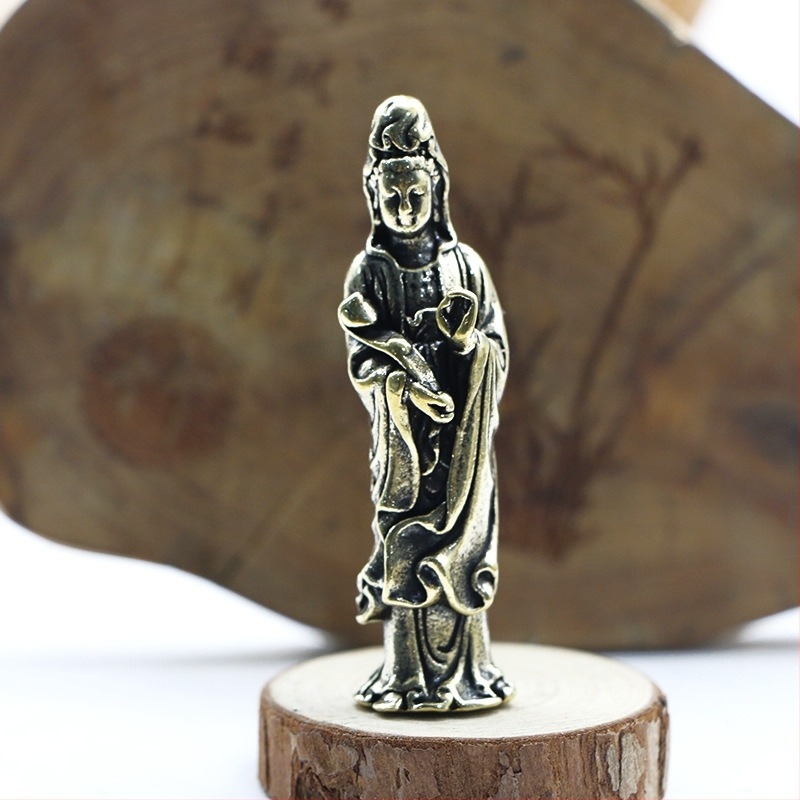 Vintage sárgaréz Guanyin Bodhisattva és Shakyamuni Buddha szobor