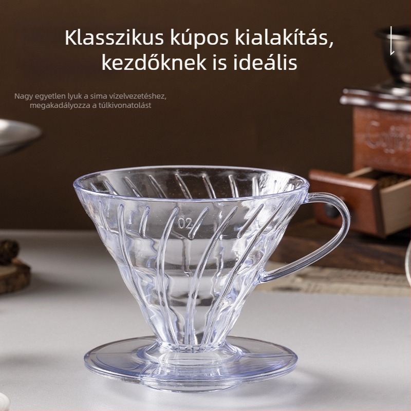 Raktáron: műanyag kávéfőző filteres pohár, átlátszó konus alakú csepegtető kanna megosztáshoz
