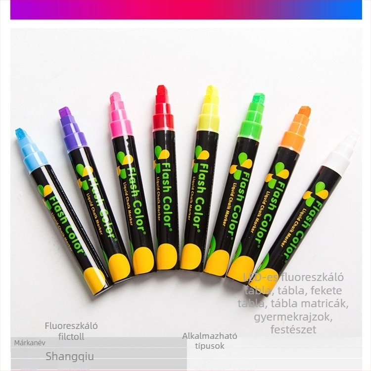 LED fluoreszcens tábla marker elektronikus táblákhoz, törölhető, színes világító akvarell toll
