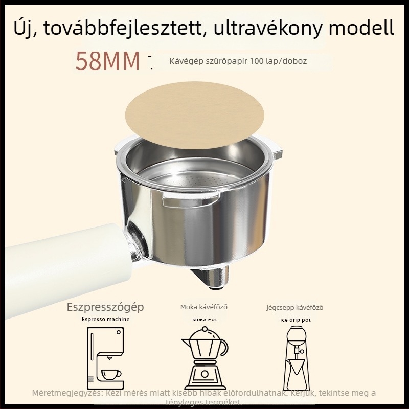 Kör alakú kávéfilter papír moka pothoz – másodlagos szűrő, 58 mm univerzális