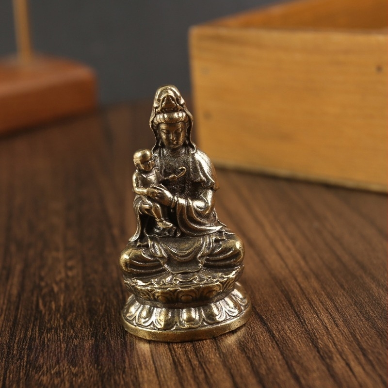 Sárgaréz Guanyin Bodhiszattva szobor templomhoz és otthoni dekorációhoz