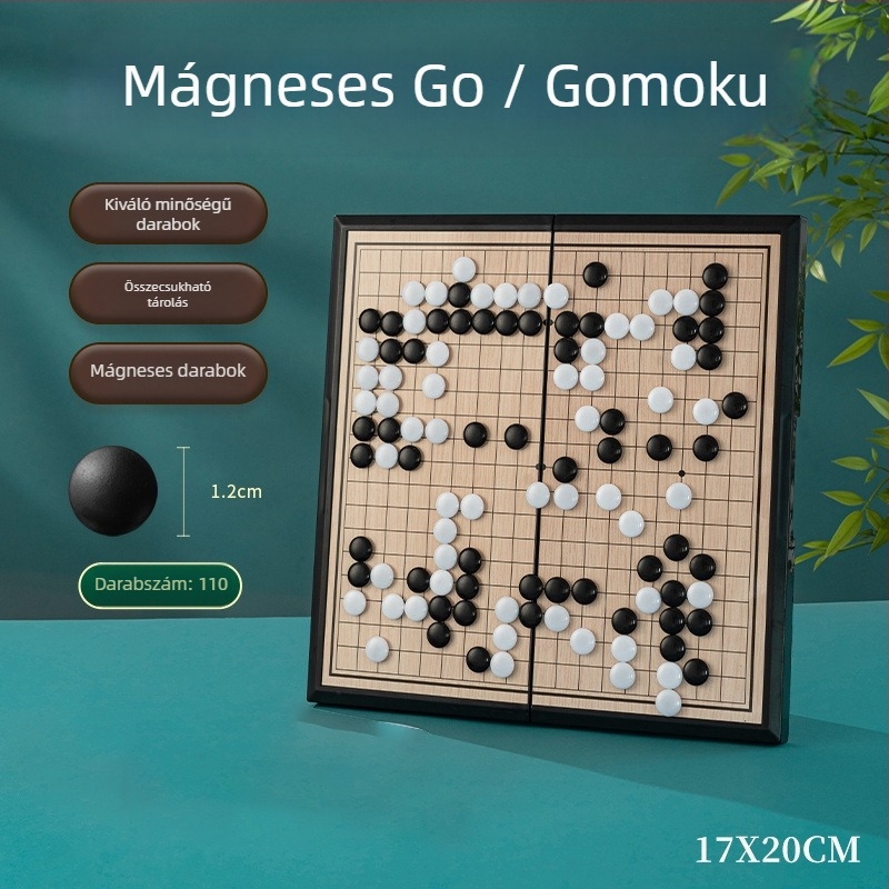 19-vezetésű Go mágneses Gomoku kezdő készlet, hordozható standard táblával és mágneses bábuikkal gyerekeknek
