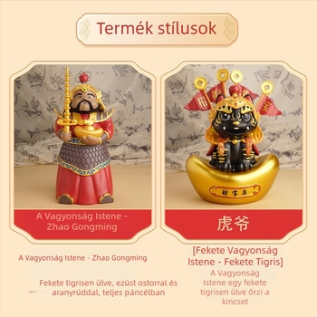 Zhao Gongming – A Vagyon Istene Tigris Lovasával, asztali díszfigura és persely